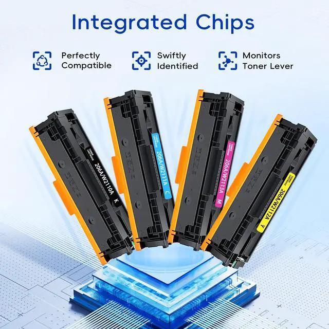 Alt view image 6 of 7 - 206A Toner Cartridges Replacement for HP206A toner cartridge (4Pack) | Works Color LaserJet Pro MFP M283fdw M255dw M283cdw M283fdn M255nw M255dw M282nw printer toner