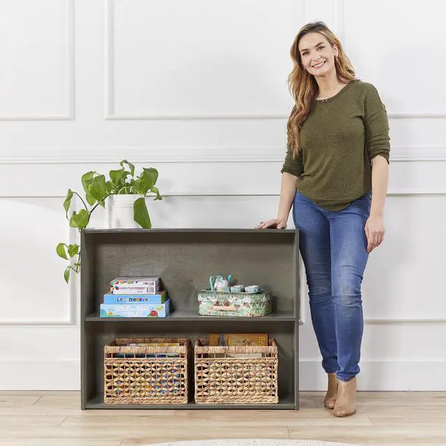 Alt view image 2 of 7 - Birch Streamline 2-Shelf Storage Cabinet, 30in High, Classroom Furniture, Grey Wash