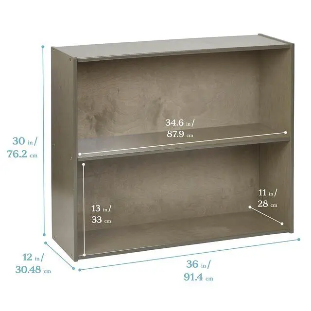 Alt view image 3 of 7 - Birch Streamline 2-Shelf Storage Cabinet, 30in High, Classroom Furniture, Grey Wash