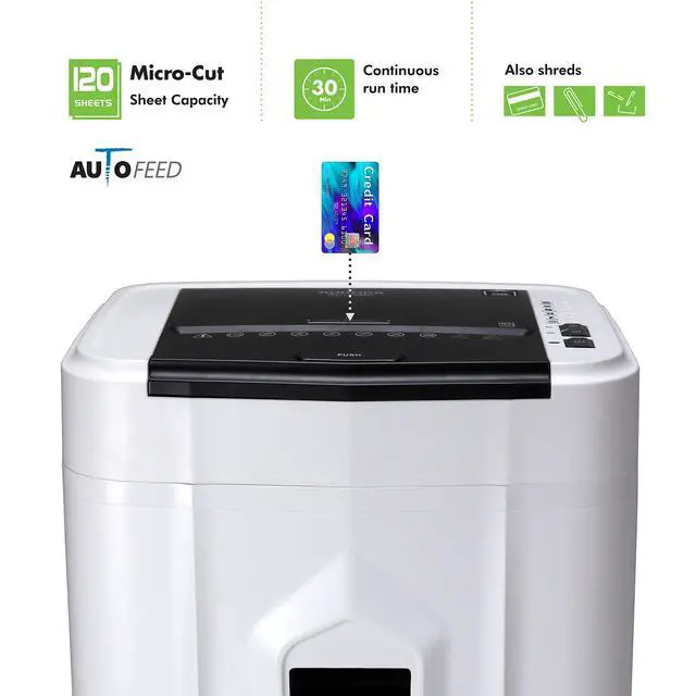 Alt view image 2 of 7 - AU120MB 120-Sheet Auto Feed High Security Micro-Cut Paper Shredder / 30 Minutes (White/Black)