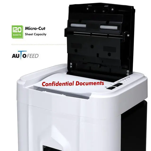 Alt view image 3 of 7 - AU120MB 120-Sheet Auto Feed High Security Micro-Cut Paper Shredder / 30 Minutes (White/Black)