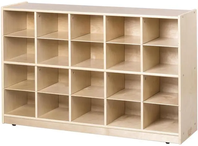 Main image of 20-Compartment Mobile Cubby Storage Cabinet, 4x5, Toy Organizer, Natural