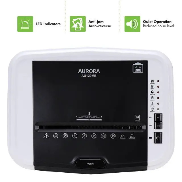 Alt view image 6 of 7 - AU120MB 120-Sheet Auto Feed High Security Micro-Cut Paper Shredder / 30 Minutes (White/Black)