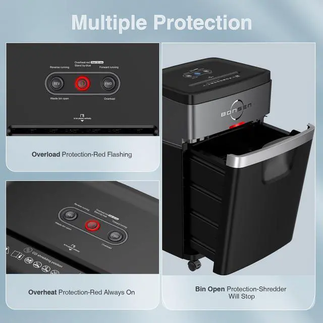 Alt view image 6 of 7 - 20-Sheet Cross-Cut P-4 High Security Heavy Duty Paper Shredder | 60-Min Nonstop, Jam-Proof, 60dB Ultra-Quiet, 6.6Gal Pullout Bin with Casters, Commercial-Grade Shredder for Home Office S3104