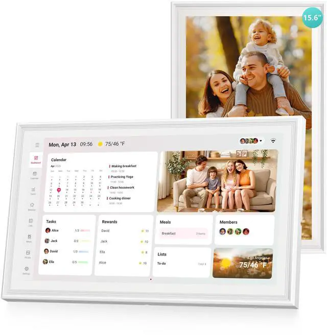 Main image of Digital Calendar 15.6 Inch - Smart Chore Chart & Wall Planner, No Subscription Electronic Calendar for Family, Meals, Photo Display, Wall/Desk Mount, Touch Screen, Gifts for Women Men, Gifts for Mom