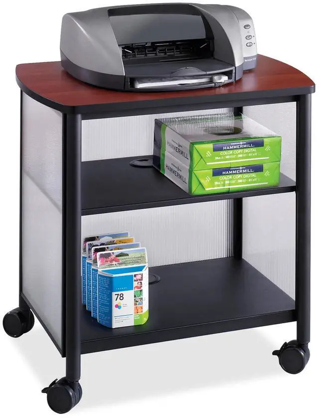 Main image of Impromptu Mobile Print Stand 1857BL, Cherry Top, Black Frame, 200 lbs. Capacity, Contemporary Design, Swivel Wheels