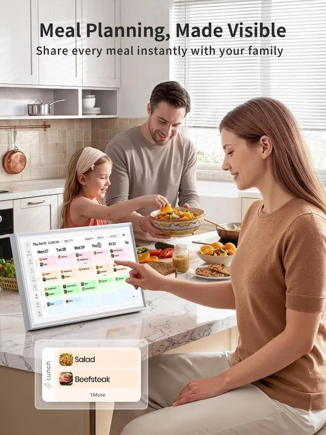 Alt view image 7 of 7 - Digital Calendar 15.6 Inch - Smart Chore Chart & Wall Planner, No Subscription Electronic Calendar for Family, Meals, Photo Display, Wall/Desk Mount, Touch Screen, Gifts for Women Men, Gifts for Mom