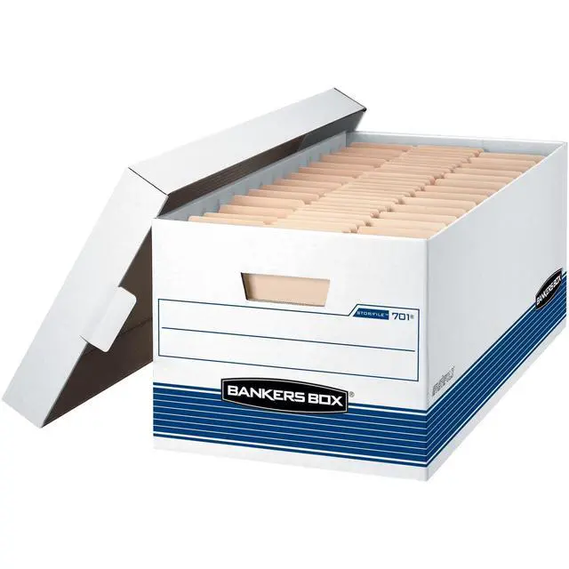 Alt view image 4 of 4 - 20-Pack Medium-Duty File Storage Boxes, 24in Letter, FastFold | Speed through filing with FastFold setup, sturdy stacking, reinforced handles, and dependable document protection