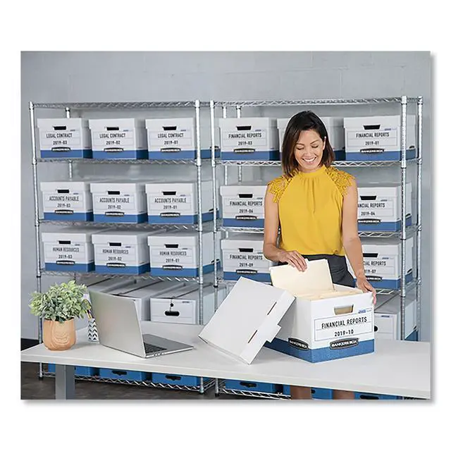 Alt view image 2 of 4 - 20-Pack Medium-Duty File Storage Boxes, 24in Letter, FastFold | Speed through filing with FastFold setup, sturdy stacking, reinforced handles, and dependable document protection