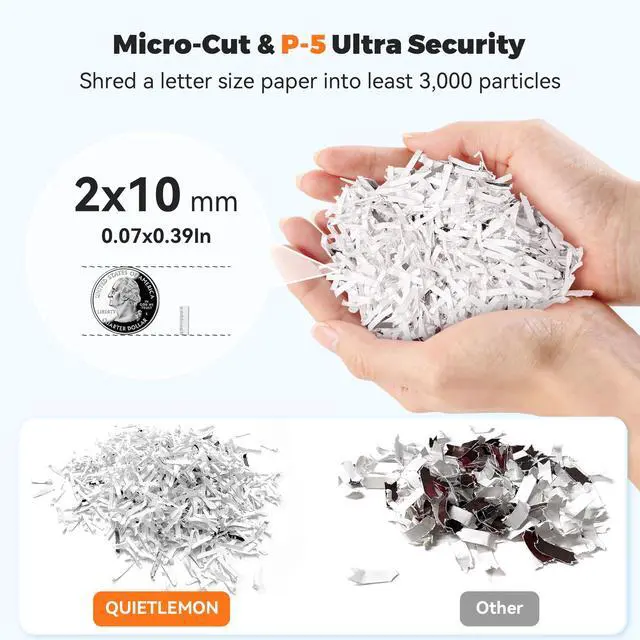 Alt view image 3 of 7 - Paper Shredder 200-Sheet Auto Feed, Touchscreen Heavy Duty Shredders, 40 Min Non-Stop, P-5 Ultra Security Shredder for Home Office, Micro Cut with Wheels, 5.8 Gal Bin, <60 dB(OL288)
