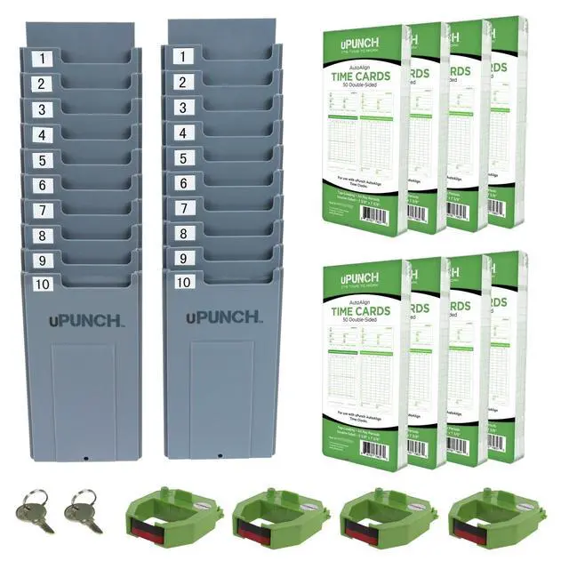 Alt view image 2 of 6 - HN3540 Complete Small Business Start-Up Kit: AutoAlign Time Clock System with 400 Time Cards, 4 Ribbons, and 2 Racks