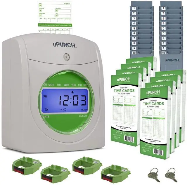 Main image of HN3540 Complete Small Business Start-Up Kit: AutoAlign Time Clock System with 400 Time Cards, 4 Ribbons, and 2 Racks