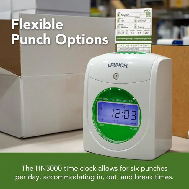 Alt view image 4 of 6 - HN1500 Starter Time Clock Bundle for Small Business: Employee Punch Clock System with 100 Time Cards, Card Rack, and Ribbon