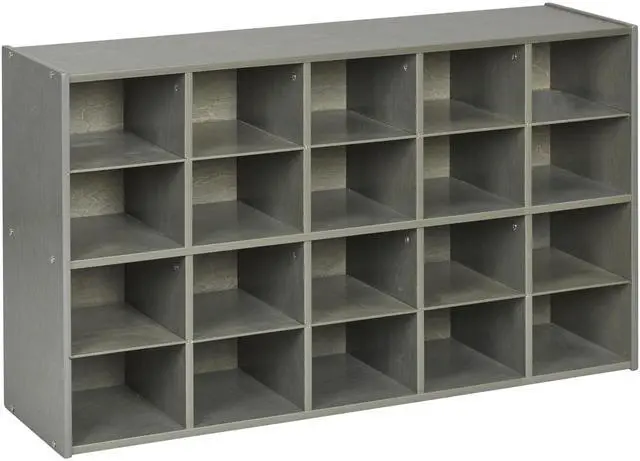 Main image of Streamline 20 Cubby Tray Storage Cabinet, 4x5, Classroom Furniture, Grey Wash
