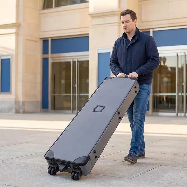Alt view image 6 of 6 - Padded Carrying Case for Roll Up Banner Stands with Handles and Wheels Internal Size: 51" L x 10" W x 3" H