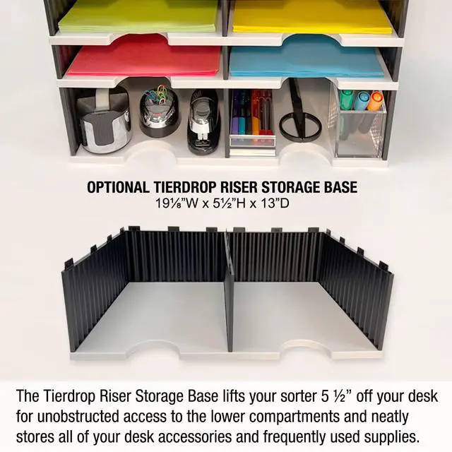 Alt view image 4 of 7 - TierDrop Literature Organizer/Forms Mailroom Classroom Sorter, 10-Compartments with Optional Add-On Tiers for Easy Expansion, Gray w/Black