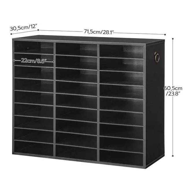 Alt view image 3 of 7 - Literature Organizer, 27 Compartments Wooden Mail Organizer, Countertop Literature Sorter with Adjustable Shelves for Home, Office, School, Student Mailbox for Classroom, Black BK27WF01