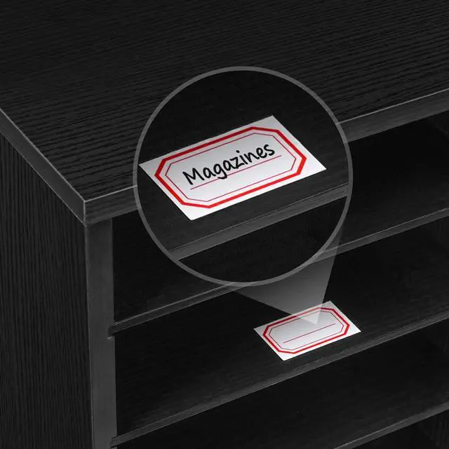 Alt view image 7 of 7 - Literature Organizer, 27 Compartments Wooden Mail Organizer, Countertop Literature Sorter with Adjustable Shelves for Home, Office, School, Student Mailbox for Classroom, Black BK27WF01