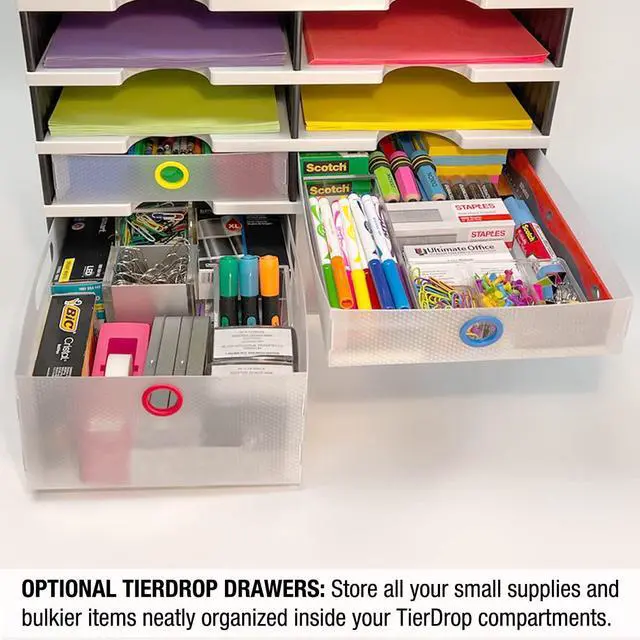 Alt view image 6 of 7 - TierDrop Literature Organizer/Forms Mailroom Classroom Sorter, 10-Compartments with Optional Add-On Tiers for Easy Expansion, Gray w/Black
