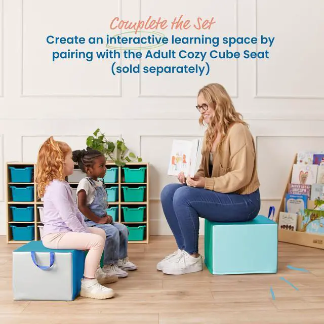 Alt view image 5 of 7 - SoftZone Children's Cozy Cube Seat with Handle, Classroom Furniture, Contemporary, 4-Piece