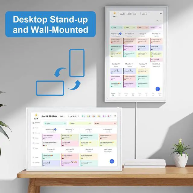 Alt view image 4 of 7 - Digital Calendar, 16inch Smart WiFi Electronic Calendar&Chore Chart, IPS Touch Screen HD Display for Family Schedules, Share Moments Instantly from Anywhere (White)