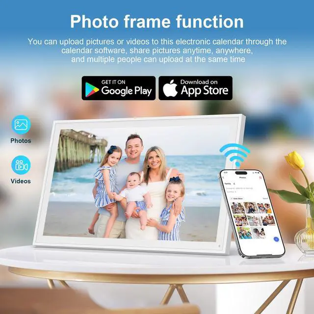 Alt view image 7 of 7 - Digital Calendar, 16inch Smart WiFi Electronic Calendar&Chore Chart, IPS Touch Screen HD Display for Family Schedules, Share Moments Instantly from Anywhere (White)