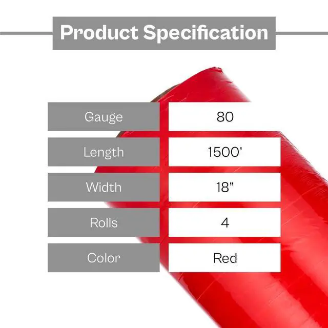Alt view image 4 of 7 - PSBM Tinted Red Plastic Hand Stretch Film/Wrap 18" x 1500' 80 GA 4 Rolls | Stretch Wrap, Heavy Duty Plastic Film, Industrial Strength Shrink Packaging for Moving, Packing, Shipping & Storage