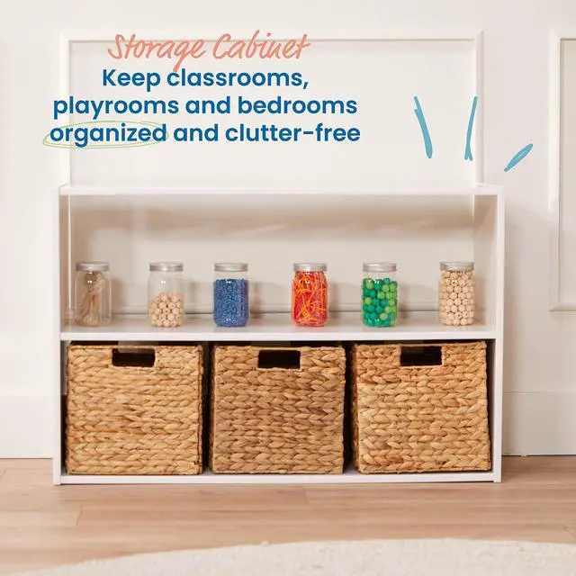Alt view image 4 of 7 - Streamline 2-Shelf Double-Sided Storage Cabinet, 24in, Classroom Furniture, White Wash