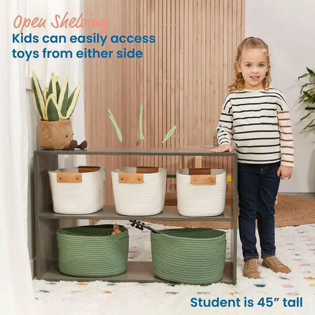 Alt view image 5 of 7 - Streamline 2-Shelf Double-Sided Storage Cabinet, 24in, Classroom Furniture, Grey Wash