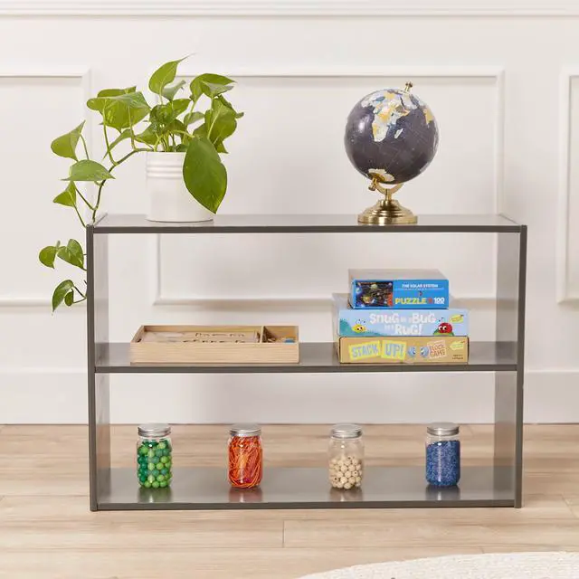 Alt view image 2 of 7 - Streamline 2-Shelf Double-Sided Storage Cabinet, 24in, Classroom Furniture, Grey Wash