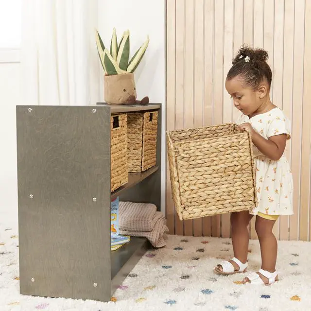 Alt view image 2 of 7 - 2-Shelf Mobile Double-Sided Storage Cabinet, Classroom Furniture, Grey Wash