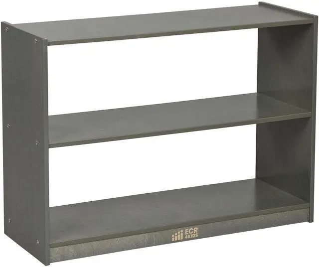 Main image of 2-Shelf Mobile Double-Sided Storage Cabinet, Classroom Furniture, Grey Wash