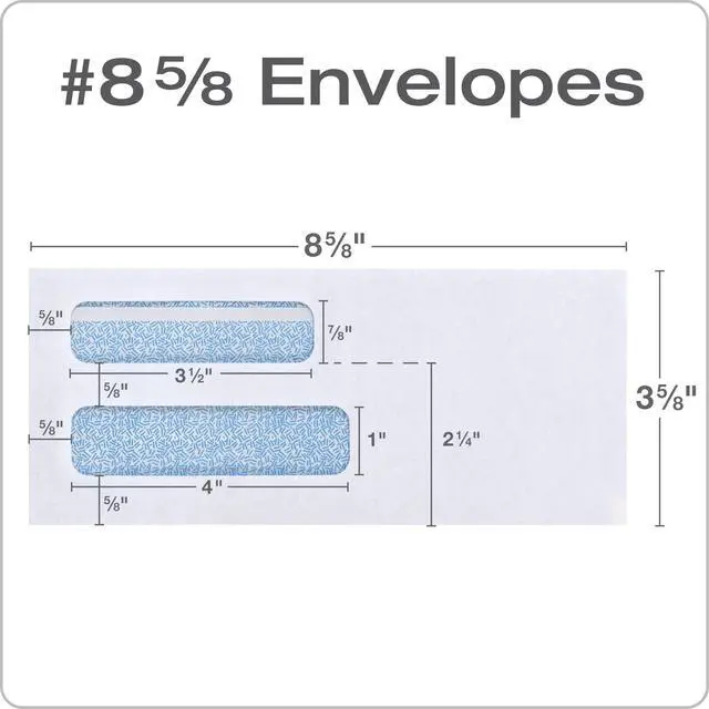 Alt view image 2 of 7 - #8-5/8 Security Envelopes, Double Window Self Seal Envelopes for QuickBooks Checks and Business Mailings, Tamper Evident, 3-5/8" x 8-5/8", Durable 24 lb White Paper, 500 Count (Pack of 5)