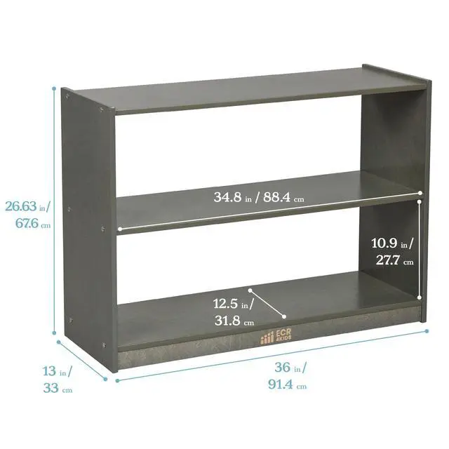 Alt view image 3 of 7 - 2-Shelf Mobile Double-Sided Storage Cabinet, Classroom Furniture, Grey Wash