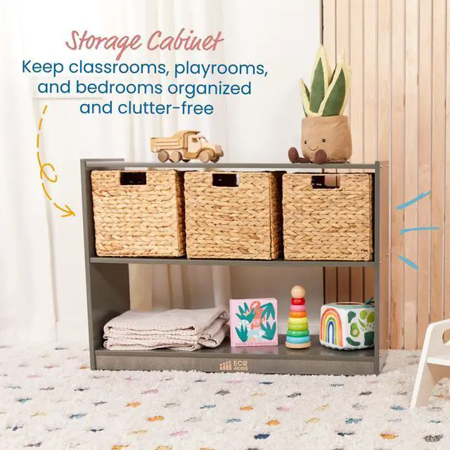 Alt view image 4 of 7 - 2-Shelf Mobile Double-Sided Storage Cabinet, Classroom Furniture, Grey Wash