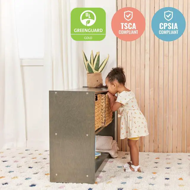 Alt view image 6 of 7 - 2-Shelf Mobile Double-Sided Storage Cabinet, Classroom Furniture, Grey Wash