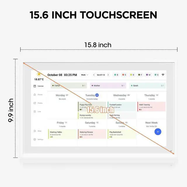 Alt view image 7 of 7 - 15.6 Inch Smart Digital Calendar, Wall Electronic Calendar, 1920 * 1080 IPS Full HD Touch Screen Display for Family Meal Planner Support - Seamless Scheduling, Gifts for Women, Mom