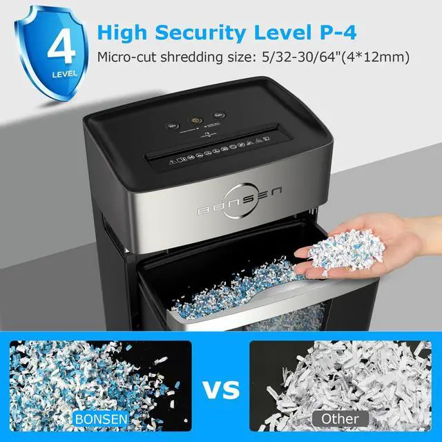 Alt view image 2 of 7 - P-4 24-Sheet Micro Cut Paper Shredder for Home Office Use | 40-Minutes Running Time, 55 dB Ultra-Quiet with Anti-Jam, Shredding Shreds Credit Card/Staples, 5.3 Gallons Pullout Bin