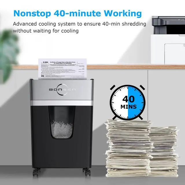 Alt view image 3 of 7 - P-4 24-Sheet Micro Cut Paper Shredder for Home Office Use | 40-Minutes Running Time, 55 dB Ultra-Quiet with Anti-Jam, Shredding Shreds Credit Card/Staples, 5.3 Gallons Pullout Bin