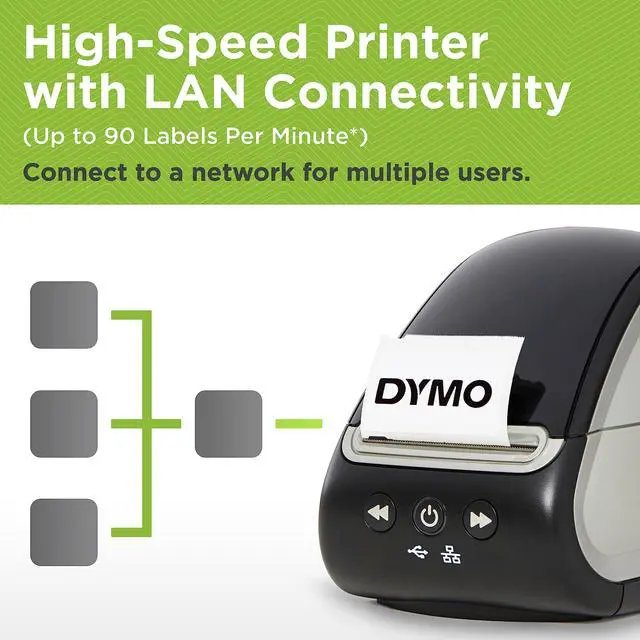 Alt view image 4 of 7 - LabelWriter 550 Turbo Label Printer, High-Speed Direct Thermal Printing, Automatic Label Recognition, Prints Variety of Label Types Through USB or LAN Network Connectivity - Fast, Efficient