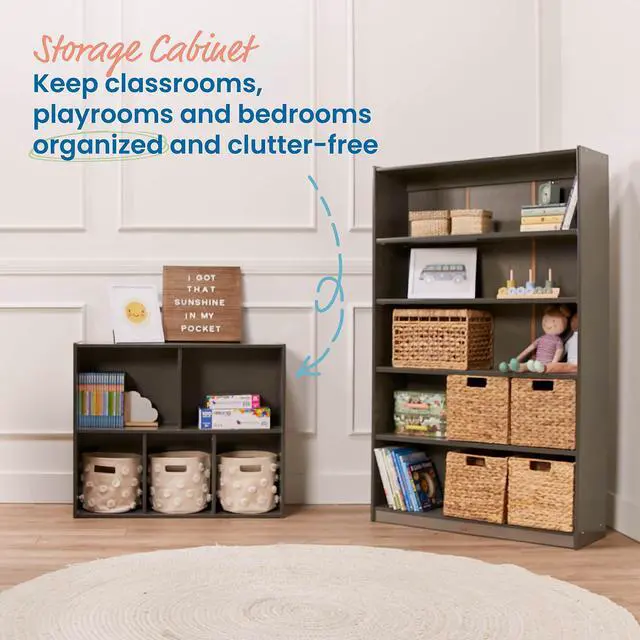 Alt view image 4 of 7 - Streamline 5-Compartment Storage Cabinet, 30in, Classroom Furniture, Grey Wash