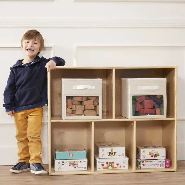 Alt view image 2 of 7 - Streamline 5-Compartment Single-Sided Storage Cabinet, 30in, Kids Furniture, Natural