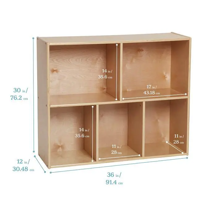 Alt view image 3 of 7 - Streamline 5-Compartment Single-Sided Storage Cabinet, 30in, Kids Furniture, Natural