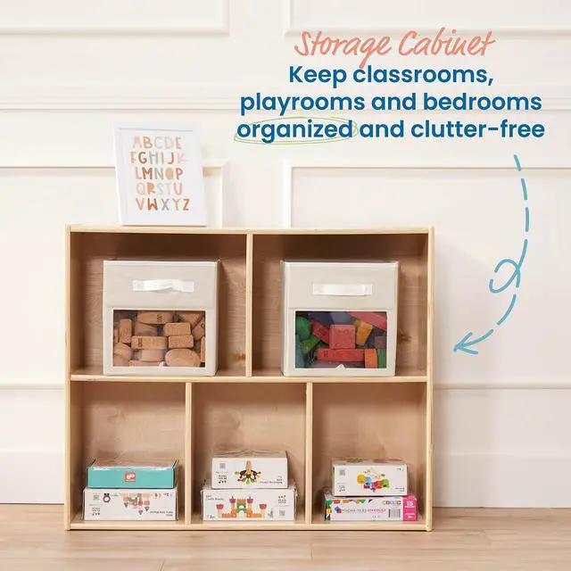 Alt view image 4 of 7 - Streamline 5-Compartment Single-Sided Storage Cabinet, 30in, Kids Furniture, Natural