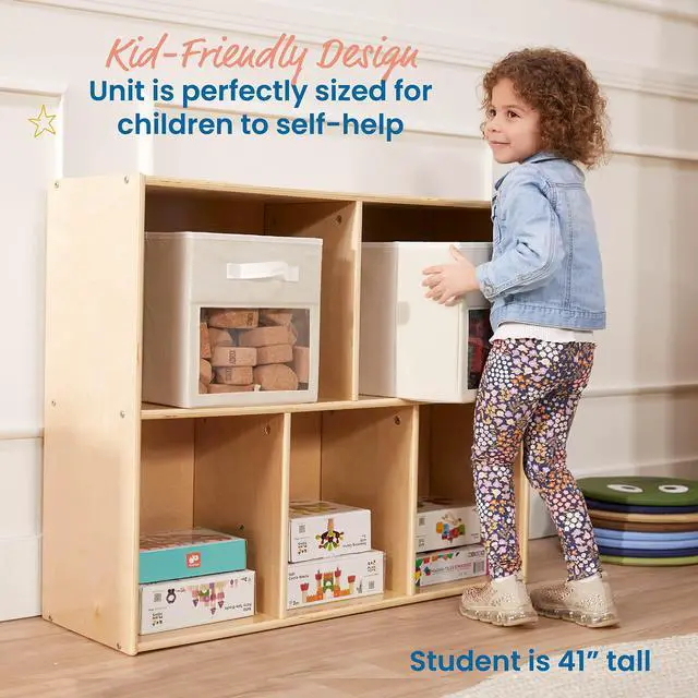 Alt view image 5 of 7 - Streamline 5-Compartment Single-Sided Storage Cabinet, 30in, Kids Furniture, Natural