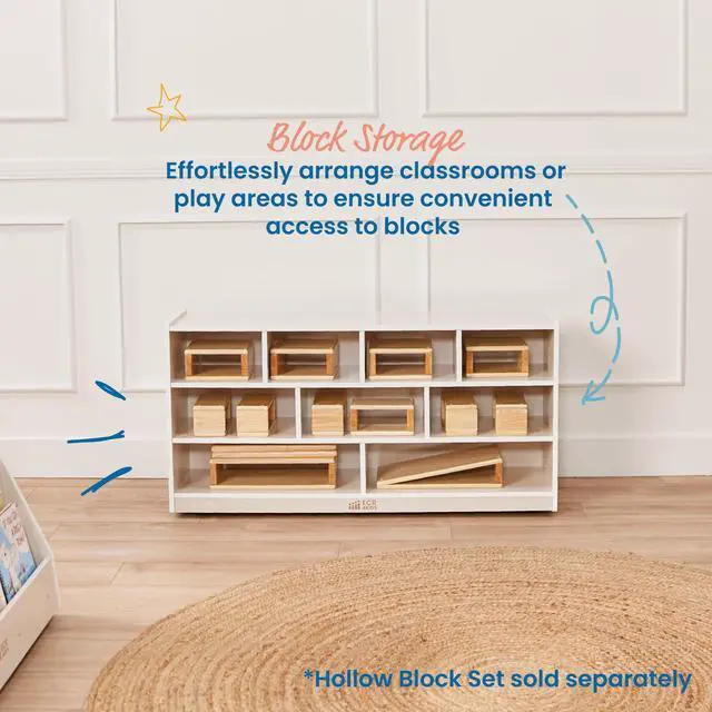 Alt view image 3 of 7 - Mobile Building Block Storage Cabinet, Large, Classroom Furniture, White Wash