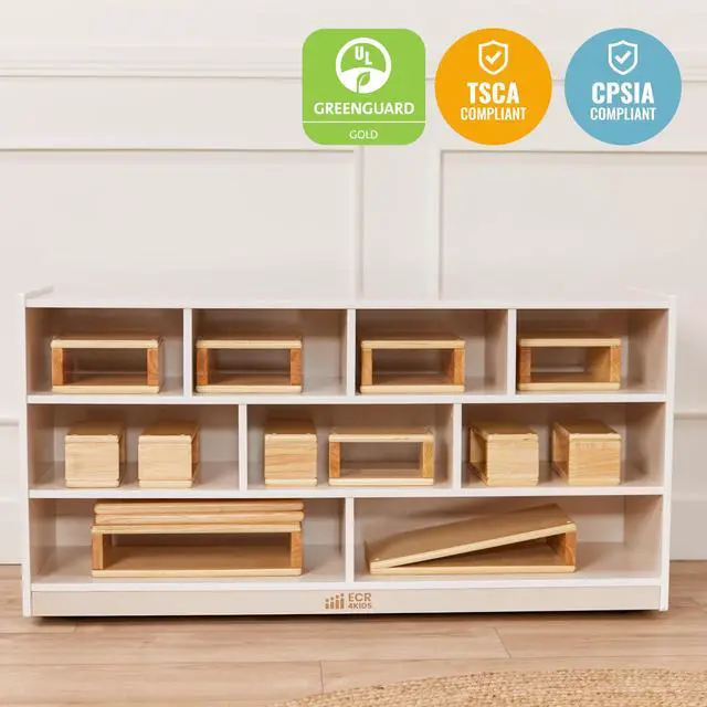 Alt view image 5 of 7 - Mobile Building Block Storage Cabinet, Large, Classroom Furniture, White Wash