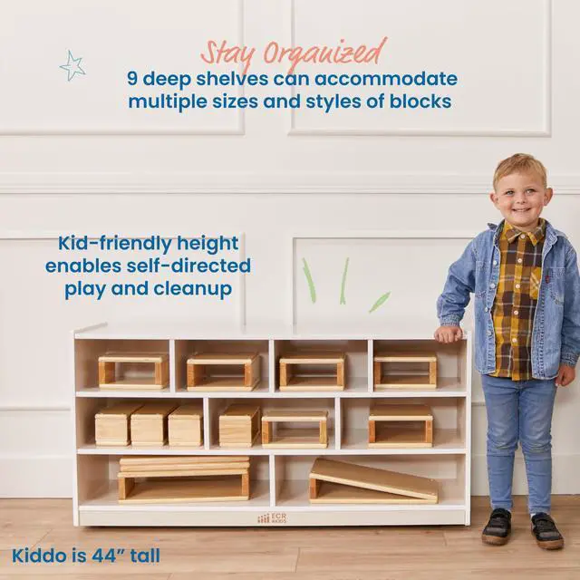 Alt view image 4 of 7 - Mobile Building Block Storage Cabinet, Large, Classroom Furniture, White Wash