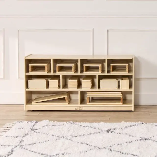 Alt view image 2 of 7 - Mobile Building Block Storage Cabinet, Large, Classroom Furniture, Natural