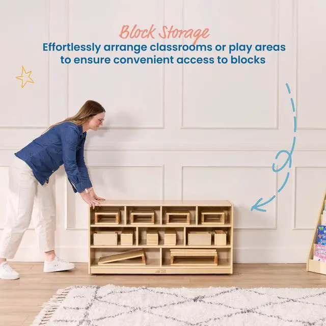Alt view image 4 of 7 - Mobile Building Block Storage Cabinet, Large, Classroom Furniture, Natural